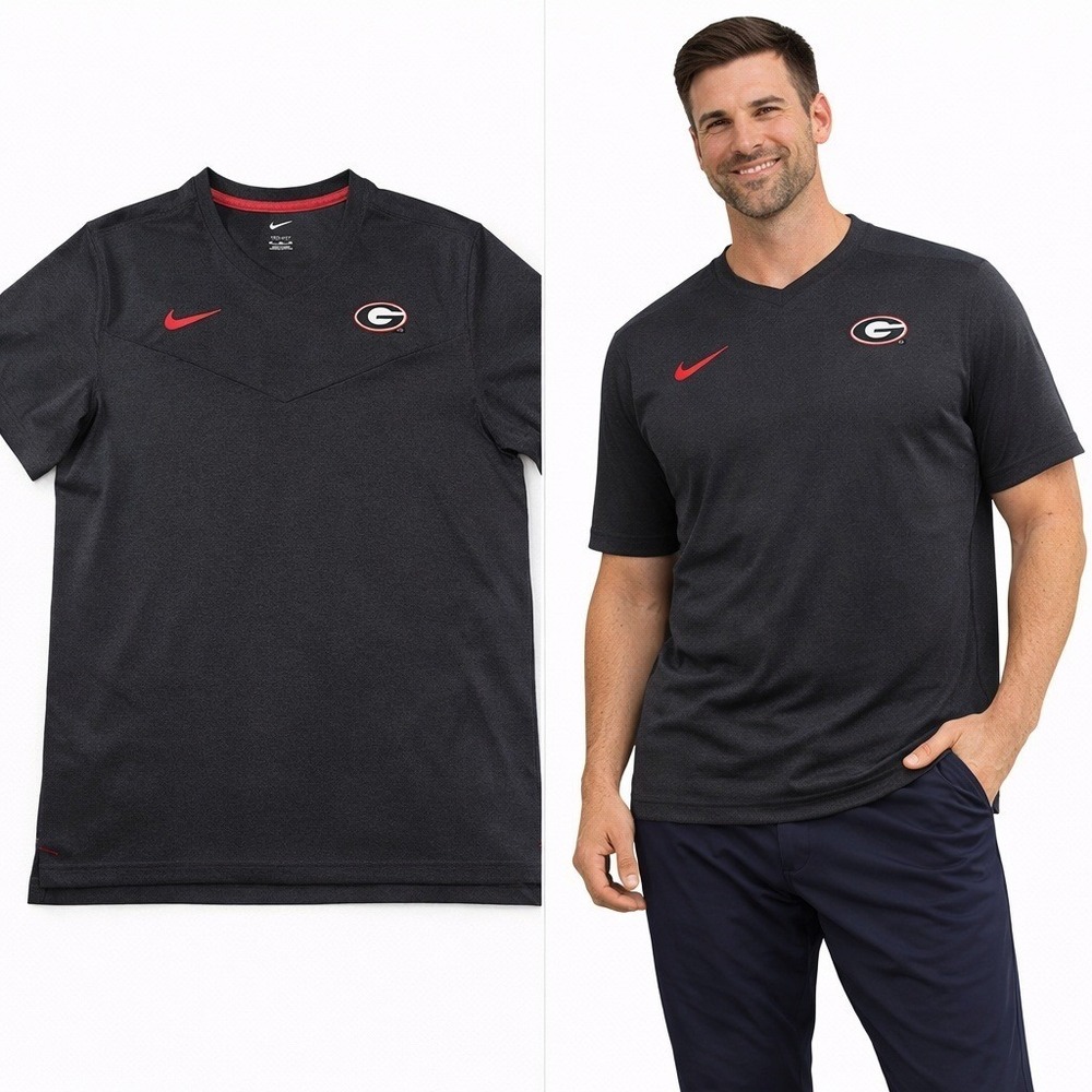 Nike Georgia Bulldogs‎ Dri-FIT On-Field V-Neck T-Shirt Mens 3XL Charcoal Grey